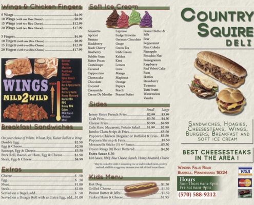 Menu photo 2 Country Squire Deli Bushkill, PA Menu photo 2 Country Squire Deli Bushkill, PA