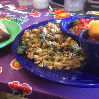 The Flying Biscuit Cafe - Scrambled Tofu (we asked for veggies on the side) was amazing!! - New American Near Me - Gainesville, Florida
