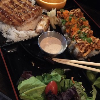 Blue Ocean - The bento box with Chicken Katsu and a Shanghai roll - Cocktail Bars Near Me - St. Louis, Missouri