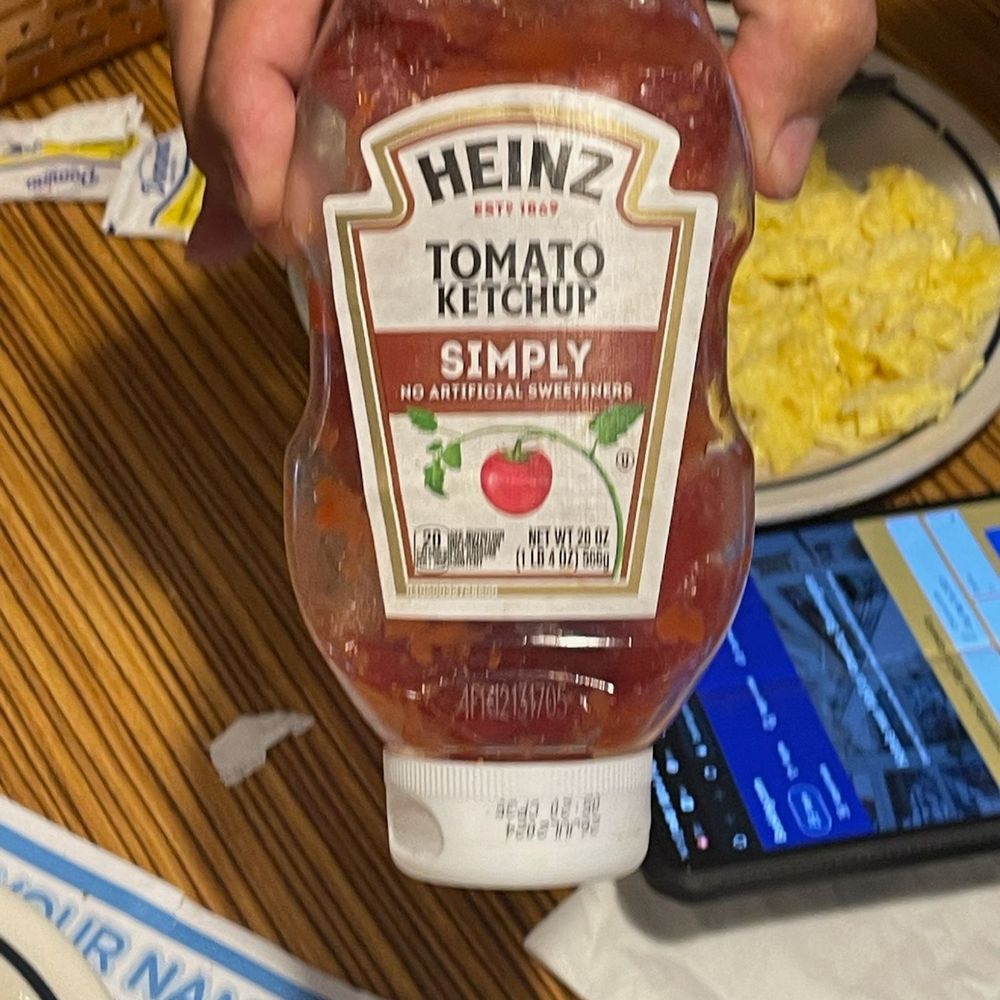Empty and dirty ketchup bottle
