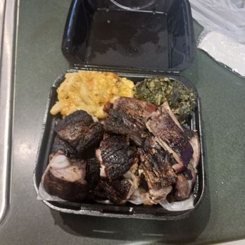 Baew Food & Grill - Rib tip plate with Mac and cheese and collard greens - Barbeque Near Me - Stockbridge, Georgia