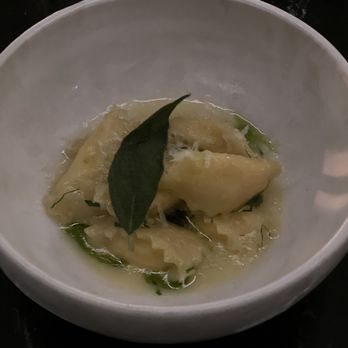AnnaLena - Butternut squash and ricotta Agnolotti , chicken jus, Parmesan, sage oil - Canadian (New) Near Me - Vancouver, British Columbia