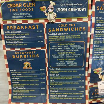 Cedar Glen Fine Foods - phot of the deli menu - Delis Near Me - Lake Arrowhead, California Cedar Glen Fine Foods - phot of the deli menu - Delis Near Me - Lake Arrowhead, California