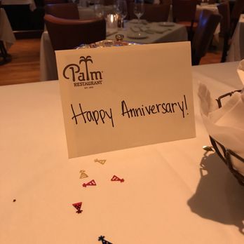 The Palm - Las Vegas - Happy Anniversary. This marks a table with an event. - Steakhouses Near Me - Las Vegas, Nevada The Palm - Las Vegas - Happy Anniversary. This marks a table with an event. - Steakhouses Near Me - Las Vegas, Nevada
