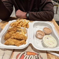 Raising Cane's - The Box - 4 tenders, French fries, coleslaw, Texas toast and special sauce.