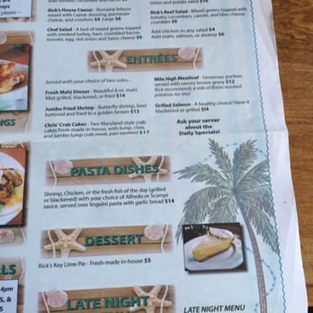 Rick's Reef - Menu - Seafood Near Me - St. Pete Beach, Florida