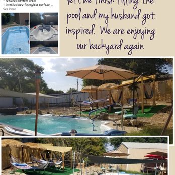 DFW Fiberglass Pool Renovations - Before and after..then the final project done by my husband. - Pool & Hot Tub Service Near Me - Mesquite, Texas DFW Fiberglass Pool Renovations - Before and after..then the final project done by my husband. - Pool & Hot Tub Service Near Me - Mesquite, Texas