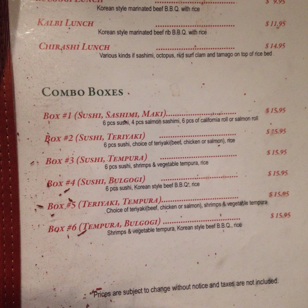 Hinote Sushi Restaurant - Lunch menu (2/2) - Japanese Near Me - Mississauga, Ontario