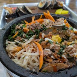 Bi bim bap and bulgogi kimbap. Bi bim bap and bulgogi kimbap.