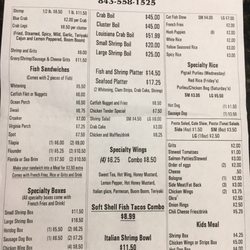 Fish Net Seafood Market - Menu as of 6/16/17