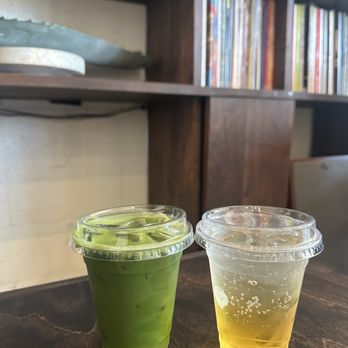 Comet Over Delphi - Matcha Coconut + Sparkling Apple Juice - Coffee & Tea Near Me - Highland Park, California