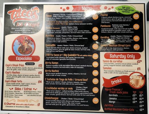 Menu photo 1 Tacos El Capi Madison, WI