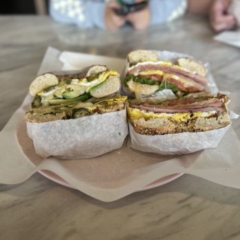 Bagel Kitchen - Left to right: jalapeño bomb and pebble beach - Bagels Near Me - Pacific Grove, California
