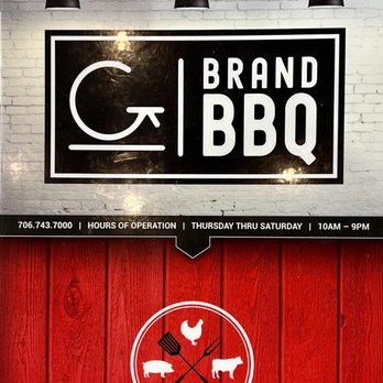 G BRAND BBQ - a sign for a bbq restaurant - Barbeque Near Me - Crawford, Georgia