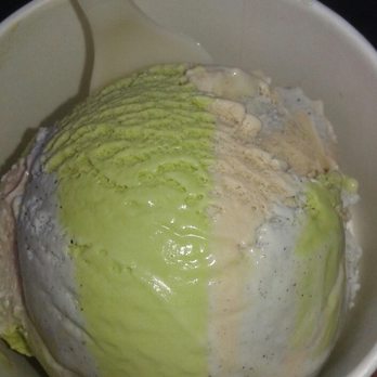 Wanderlust Creamery - Japanese Neopolitan: (Matcha, Hoji-cha, black sesame). Pictured is one whole scoop. - Ice Cream & Frozen Yogurt Near Me - Pasadena, California Wanderlust Creamery - Japanese Neopolitan: (Matcha, Hoji-cha, black sesame). Pictured is one whole scoop. - Ice Cream & Frozen Yogurt Near Me - Pasadena, California