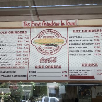 Gene's Grinders - Menu - Delis Near Me - Duarte, California