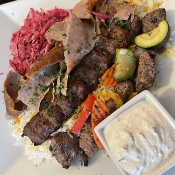 Saffron Mediterranean Cuisine - Saffron Combo Platter Three Meat - Persian/Iranian Near Me - Tulsa, Oklahoma Saffron Mediterranean Cuisine - Saffron Combo Platter Three Meat - Persian/Iranian Near Me - Tulsa, Oklahoma