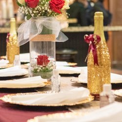 Los Cuates Restaurant - Burgunday and Gold Decoration for a XV