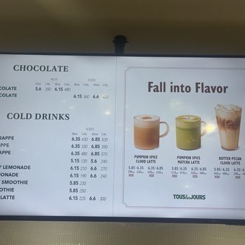Tous Les Jours - non-coffee menu - Bakeries Near Me - Henderson, Nevada