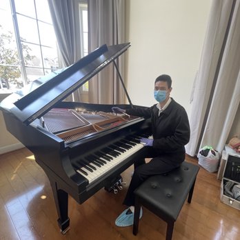 German Piano City - Mr Huang is doing piano attunement for our new Stainway - Piano Services Near Me - Temple City, California