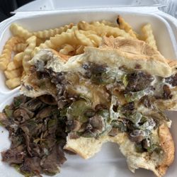 This is the Philly with nothing but green peppers and mushrooms which we did not order.