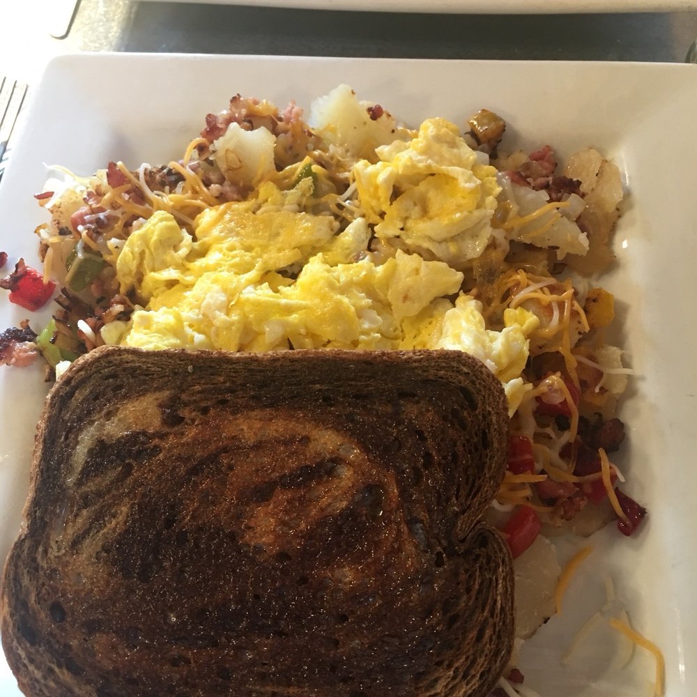 Das Cafe - 2 eggs, skillet potatoes, marbles toast, and a side of sausage links. - Cafes Near Me - Spring City, Utah Das Cafe - 2 eggs, skillet potatoes, marbles toast, and a side of sausage links. - Cafes Near Me - Spring City, Utah
