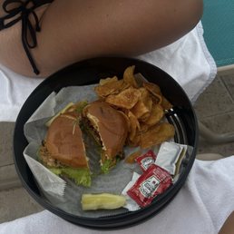 Chicken sandwich with house made potato chips