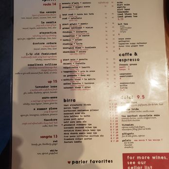 The Parlor - drink menu - Pizza Near Me - Phoenix, Arizona