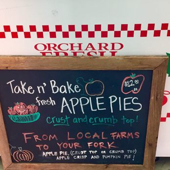 Applecrest Orchards - a chalkboard sign for apple pies - Fruits & Veggies Near Me - Hugo, Minnesota