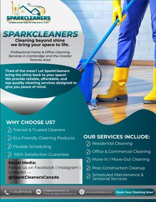 Home, Office, Commercial, Move-ins/Move-outs & more - Tired of the mess? Let SparkCleaners bring the shine back to your space! We provide reliable, affordable, and top-quality cleaning services designed to give you peace of mind. Home, Office, Commercial, Move-ins/Move-outs & more - Tired of the mess? Let SparkCleaners bring the shine back to your space! We provide reliable, affordable, and top-quality cleaning services designed to give you peace of mind.