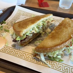 Fresco melt: Cheeseburger pepper Jack on Sourdough. Fresco melt: Cheeseburger pepper Jack on Sourdough.