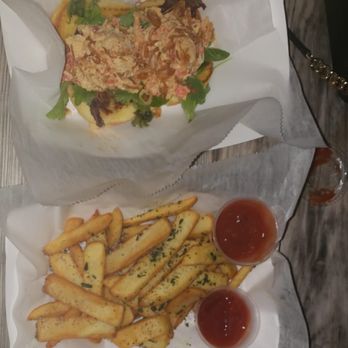 The Wharf Miami - Lobster Roll and fries - Music Venues Near Me - Miami, Florida