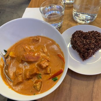 Love - Curry with heart shaped black rice. Great presentation and hearty food abound. - Vegan Near Me - West Hollywood, California Love - Curry with heart shaped black rice. Great presentation and hearty food abound. - Vegan Near Me - West Hollywood, California