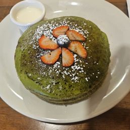 Matcha brulee pancakes