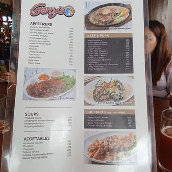 Gerry's Grill - Menu - Filipino Near Me - Baguio, BEN
