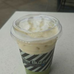 Regular Iced Banana Matcha Latte with Oatmilk. Regular Iced Banana Matcha Latte with Oatmilk.