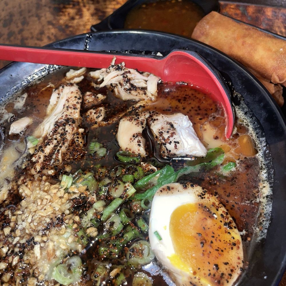 Menya Noodle Bar - Black To Black Tonkotsu Veggie spring roll - Ramen Near Me - Denver, Colorado Menya Noodle Bar - Black To Black Tonkotsu Veggie spring roll - Ramen Near Me - Denver, Colorado