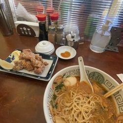 Ryo's Noodles - Tonkotsu + Spicy broth ramen Karaage Chicken