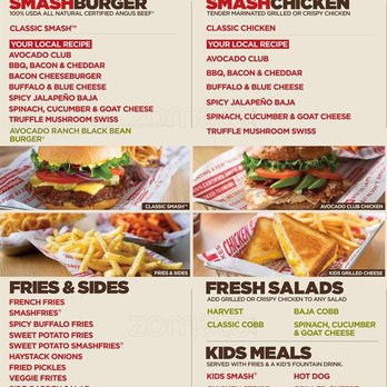 Smashburger - a menu for a fast food restaurant - Burgers Near Me - Wasilla, Alaska