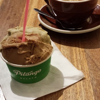 Pitango Gelato & Coffee - Regular: Pistachio and espresso gelato. Affogato: espresso with hazelnut gelato - Ice Cream & Frozen Yogurt Near Me - Baltimore, Maryland