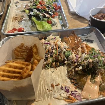 Smoke & Fire Social Eatery - Broken wedge salad, brisket, 3 Brisket Tacos, waffle, french Waffle Fries - Comfort Food Near Me - Paramount, California Smoke & Fire Social Eatery - Broken wedge salad, brisket, 3 Brisket Tacos, waffle, french Waffle Fries - Comfort Food Near Me - Paramount, California