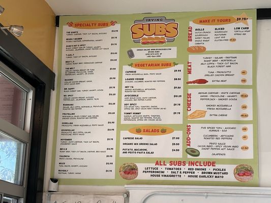 Menu photo 3 Irving Subs San Francisco, CA