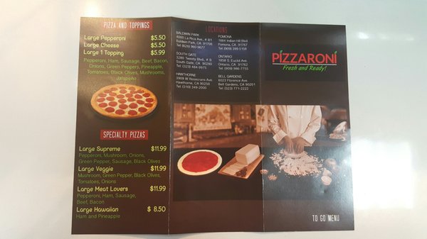 Menu photo 1 Pizzaroni Hawthorne, CA