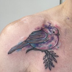 Blue Magic Tattoo Studio - Watercolor chickadee
