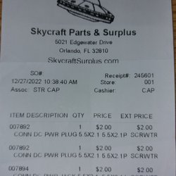 Skycraft Parts & Surplus - Items for project. Great pricing when compared to other local suppliers and online retailers.