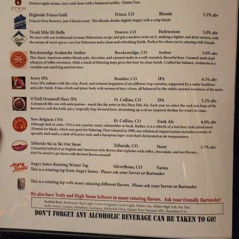 Greco's Pastaria - Beer Menu - Italian Near Me - Frisco, Colorado