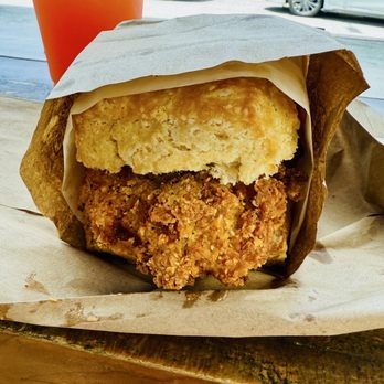Bird Bird Biscuit - Queen Beak fried chicken breast*, spiced black pepper honey sauce, bacon-infused chipotle mayo - Breakfast & Brunch Near Me - Austin, Texas Bird Bird Biscuit - Queen Beak fried chicken breast*, spiced black pepper honey sauce, bacon-infused chipotle mayo - Breakfast & Brunch Near Me - Austin, Texas