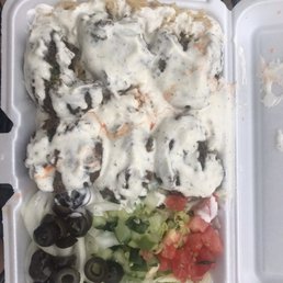 Falafel Rice Platter with ALL the white sauce