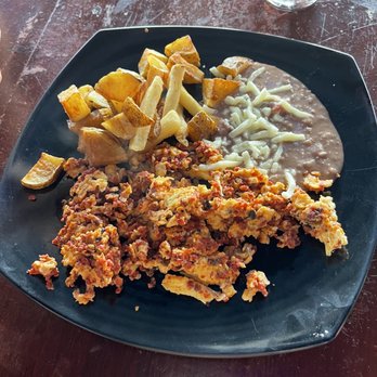 Acua Baja Bar & Mar - Eggs and chorizo, with potatoes and beans - Seafood Near Me - Rosarito, BCN Acua Baja Bar & Mar - Eggs and chorizo, with potatoes and beans - Seafood Near Me - Rosarito, BCN