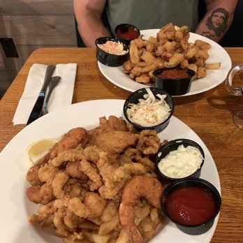 Saybrook Fish House - Calamari dinner and admirals platter dinner. Comes with a generous salad not shown. - Seafood Near Me - Canton, Connecticut Saybrook Fish House - Calamari dinner and admirals platter dinner. Comes with a generous salad not shown. - Seafood Near Me - Canton, Connecticut